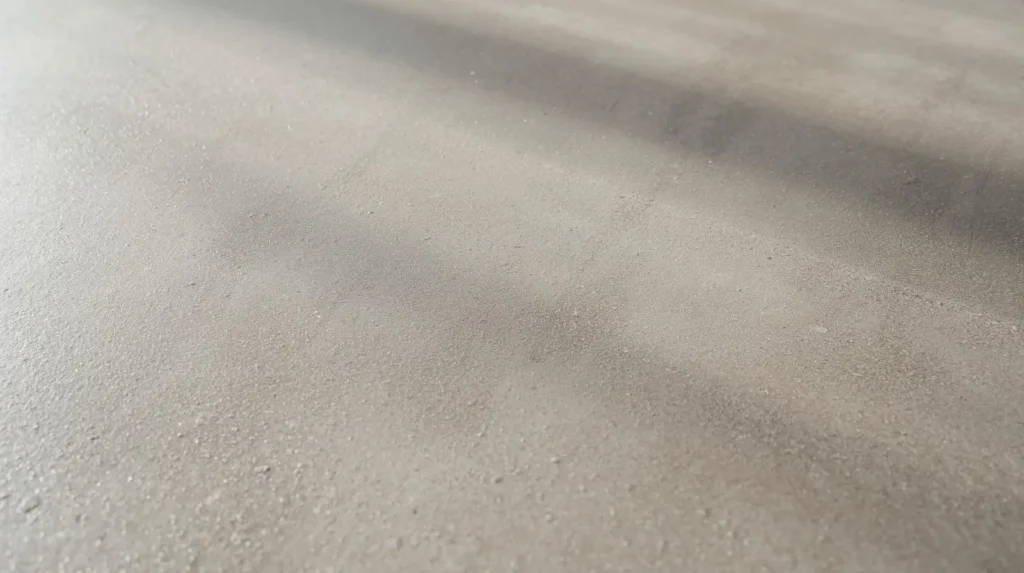 Finition quartz talochée sur un dallage béton industriel destiné à un entrepôt