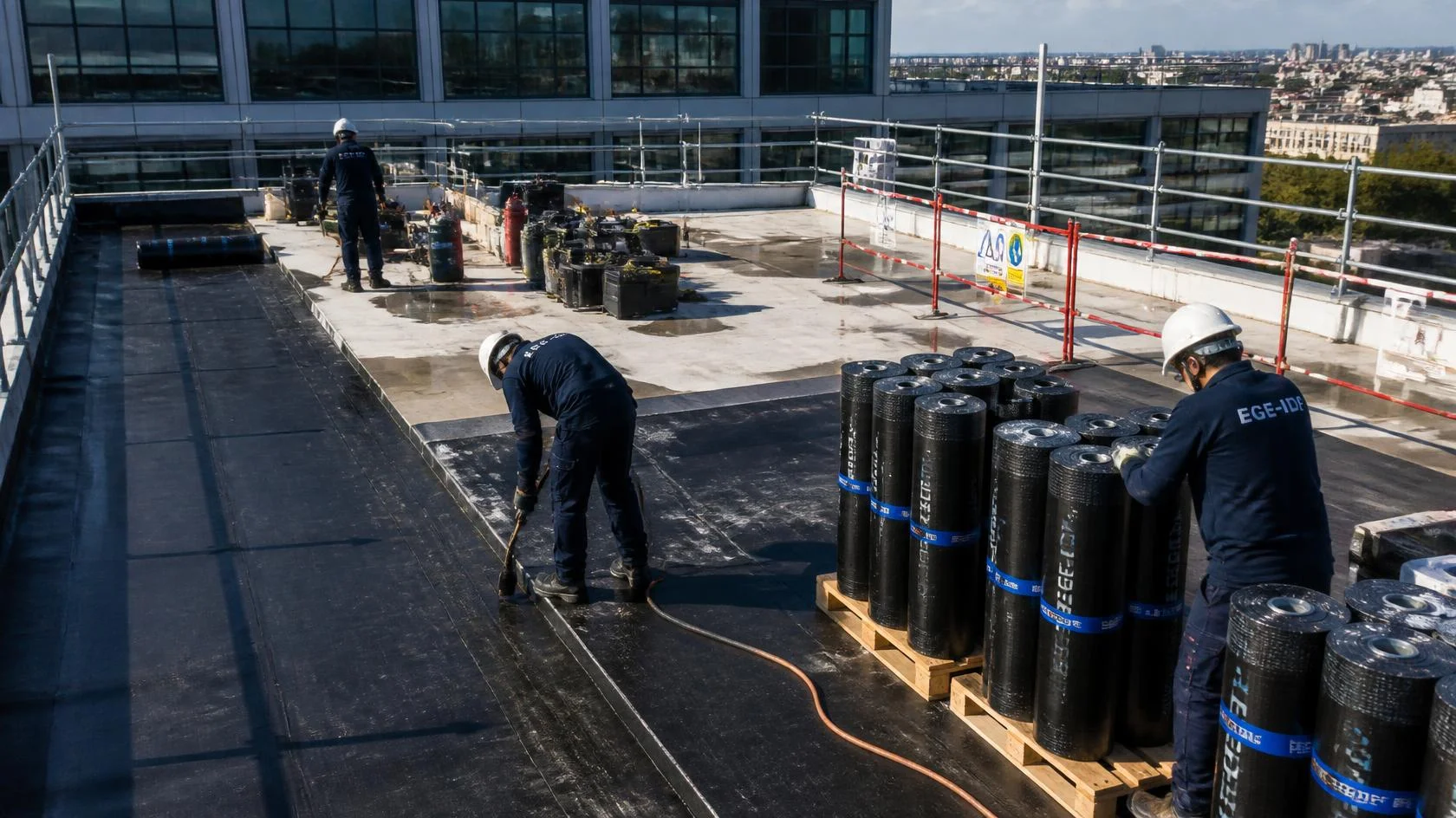 Réfection de l'étanchéité d'une toiture-terrasse de bâtiment professionnel en Île-de-France